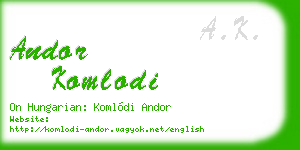 andor komlodi business card